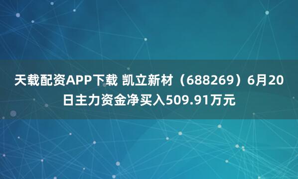 天载配资APP下载 凯立新材（688269）6月20日主力资金净买入509.91万元